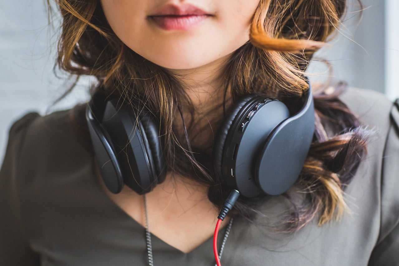 Headphones with woman