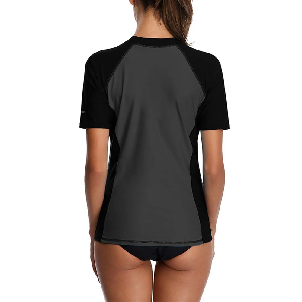 Haut de Bain Rash Guard pour Femmes, Manches Courtes, Protection UPF 50