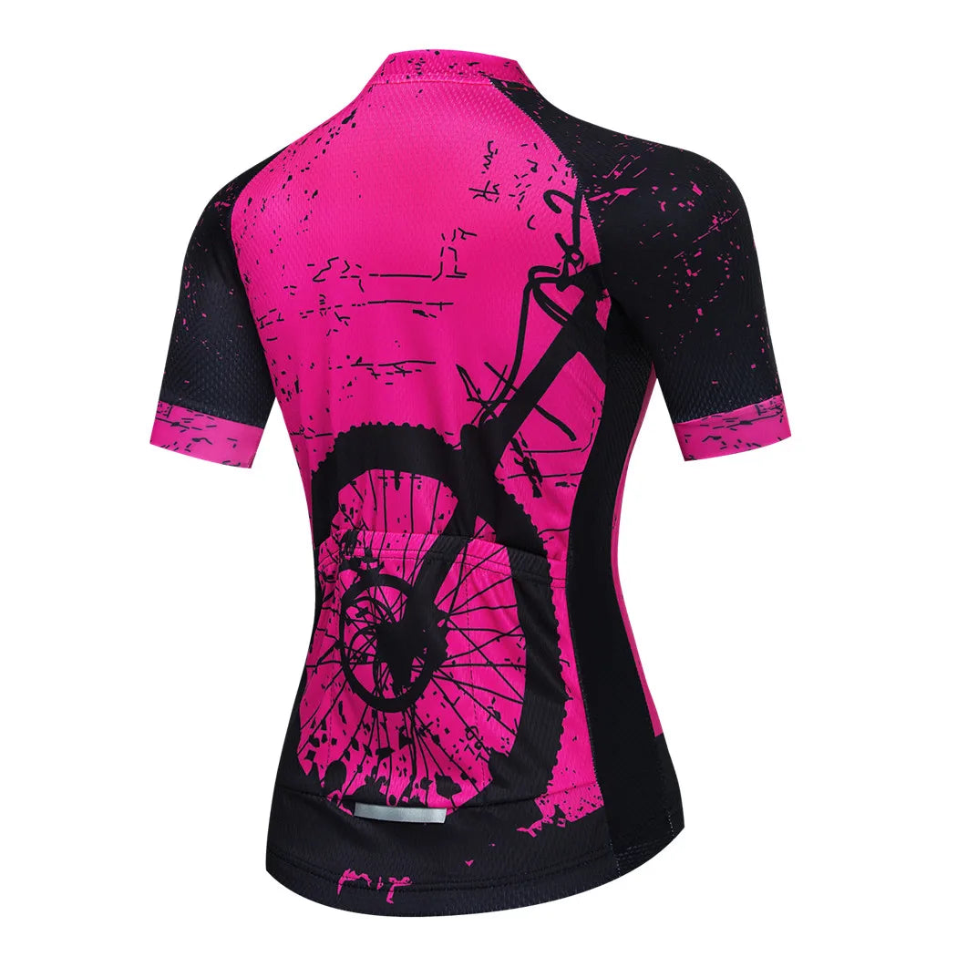 Women's Summer Short Sleeve Cycling Jersey | Breathable Mountain Bike Shirt | Anti-Sweat Cycle Wear