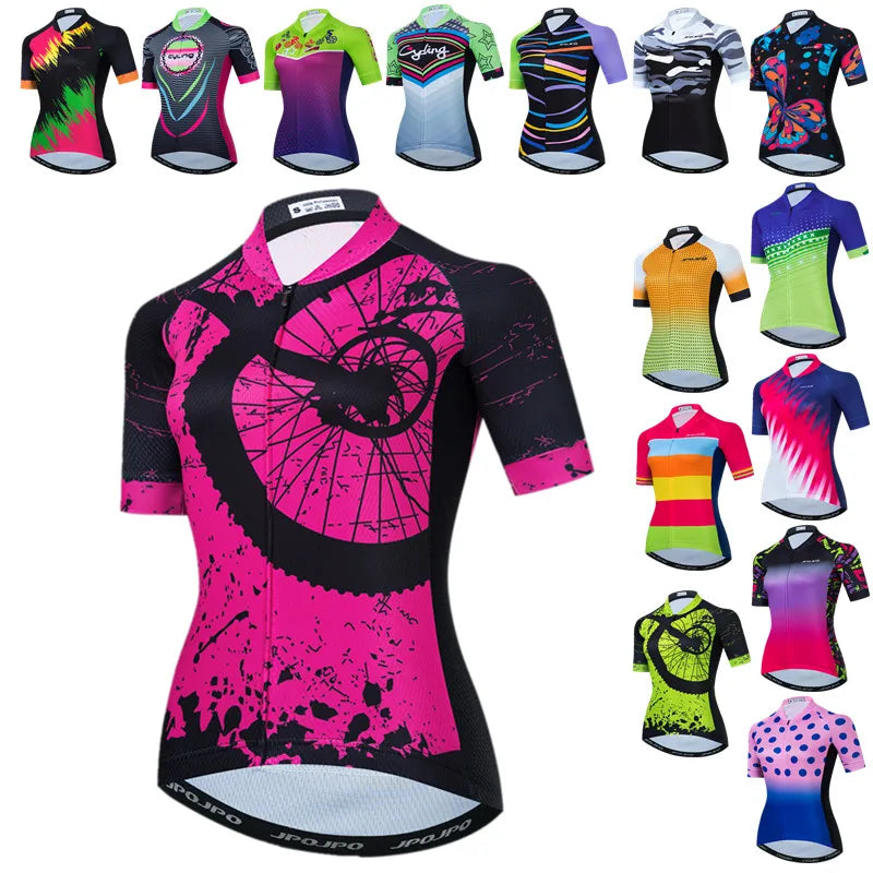 Women's Summer Short Sleeve Cycling Jersey | Breathable Mountain Bike Shirt | Anti-Sweat Cycle Wear