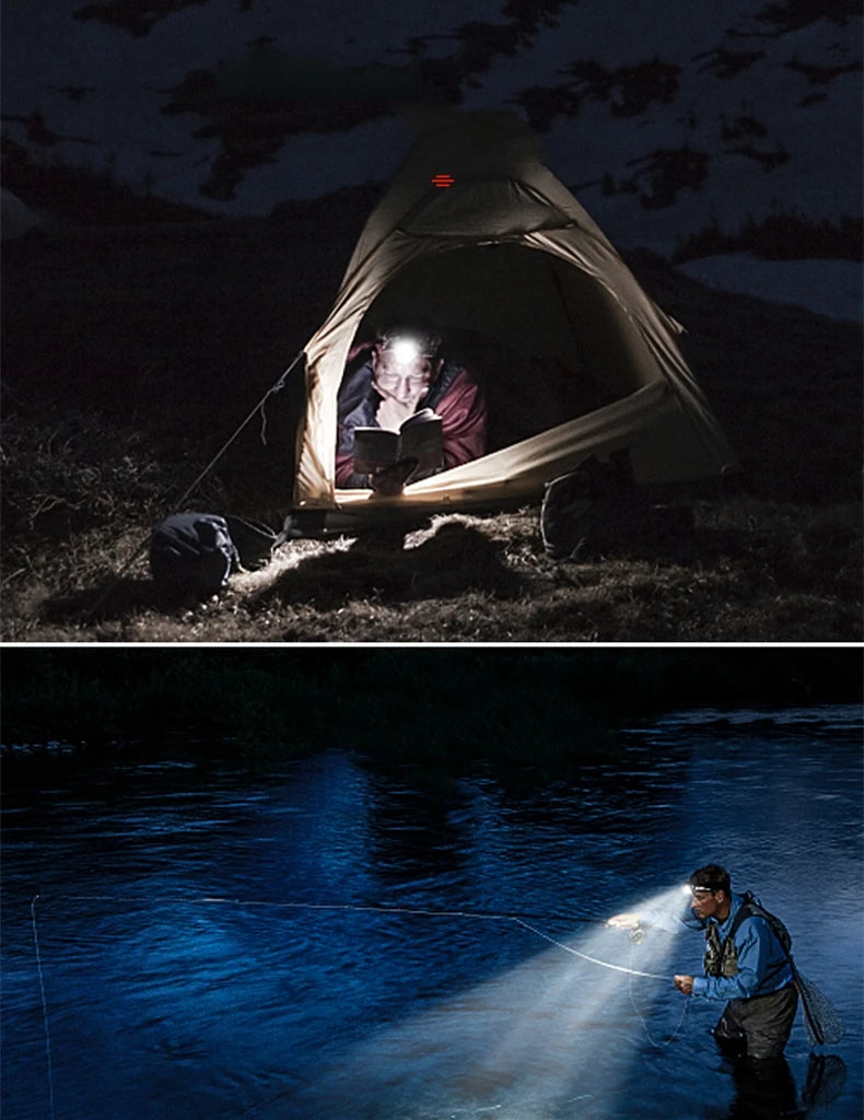 Lampe Frontale LED Zoomable Rechargeable, Étanche pour Camping et Randonnée