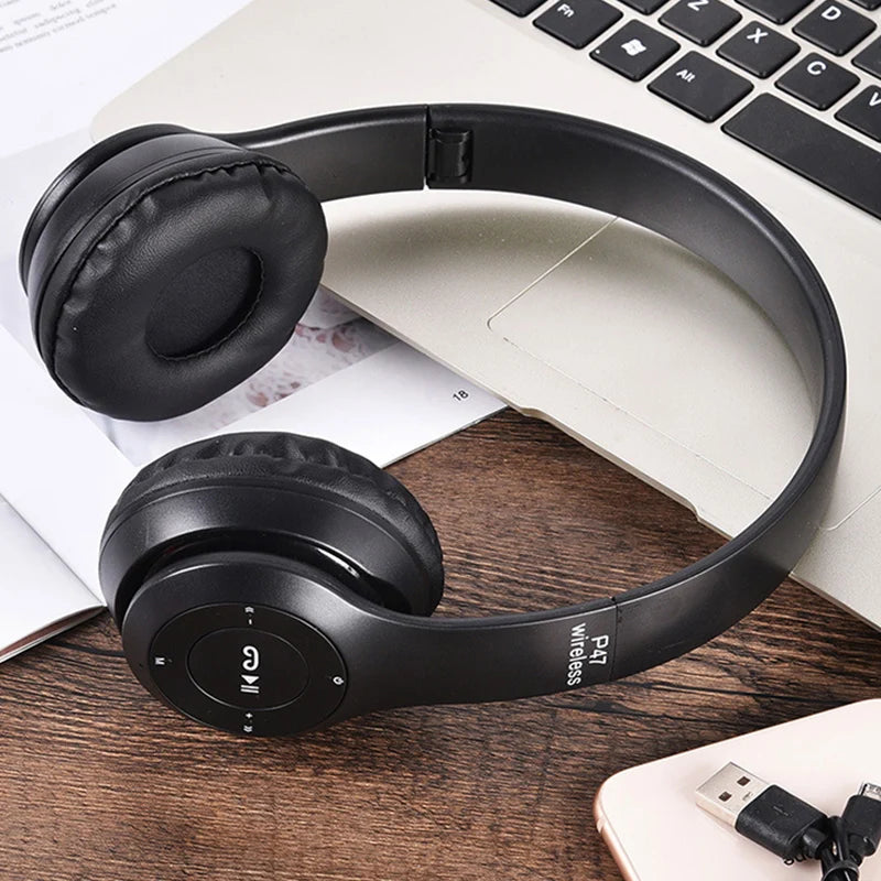 Bluetooth 5.0 Wireless Headphones Foldable Hi-Fi Stereo Bass Earphones with Mic and USB Adapter for iPhone TV Gaming - for Kids