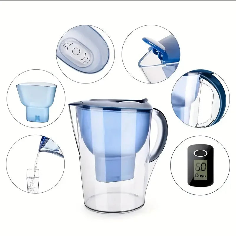 Alkaline Water Filter Pitcher with 3.5L Capacity, Digital Display, BPA-Free, Fast Chlorine Removal