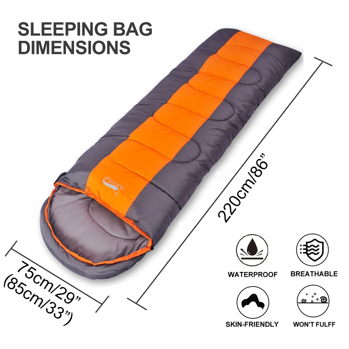 Desert Fox Camping Sleeping Bags Lightweight 4 Seasons Warm Cotton Sleeping Bag Backpacking Sack for Outdoor Hiking Travel