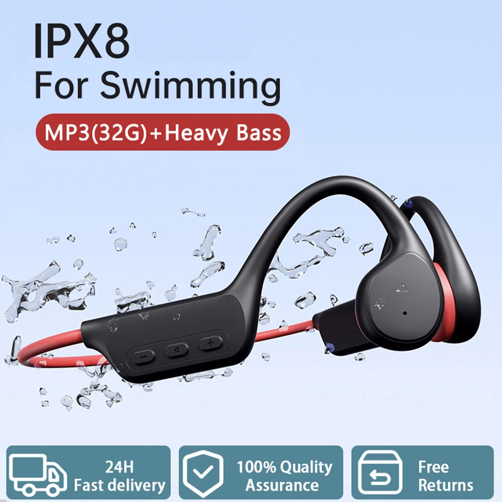 X7 Bone Conduction Headset – IPX8 Waterproof with 32GB Bluetooth Wireless MP3 Player