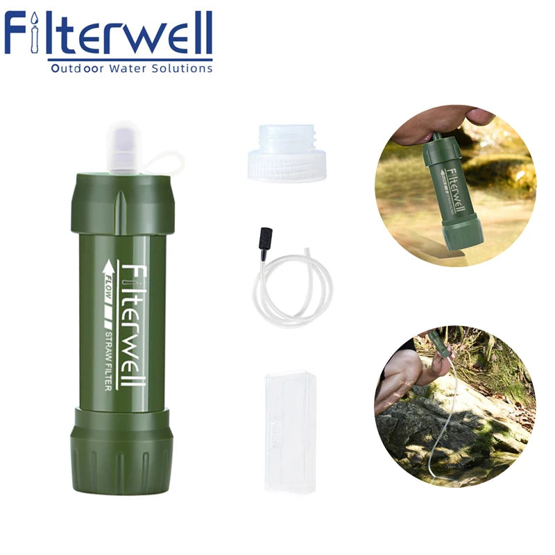 Filterwell Water Filter Straw - Activated Carbon Camping Cartridge for Drinking and Outdoor Purification