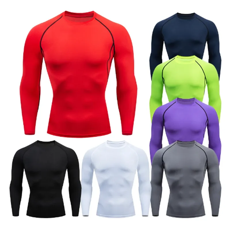 Men's Long Sleeve Compression Running T-Shirt - Dry Fit Gym & Fitness Sportswear