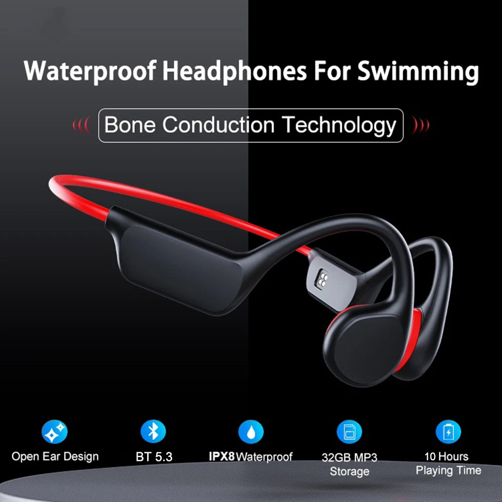 X7 Bone Conduction Headset – IPX8 Waterproof with 32GB Bluetooth Wireless MP3 Player