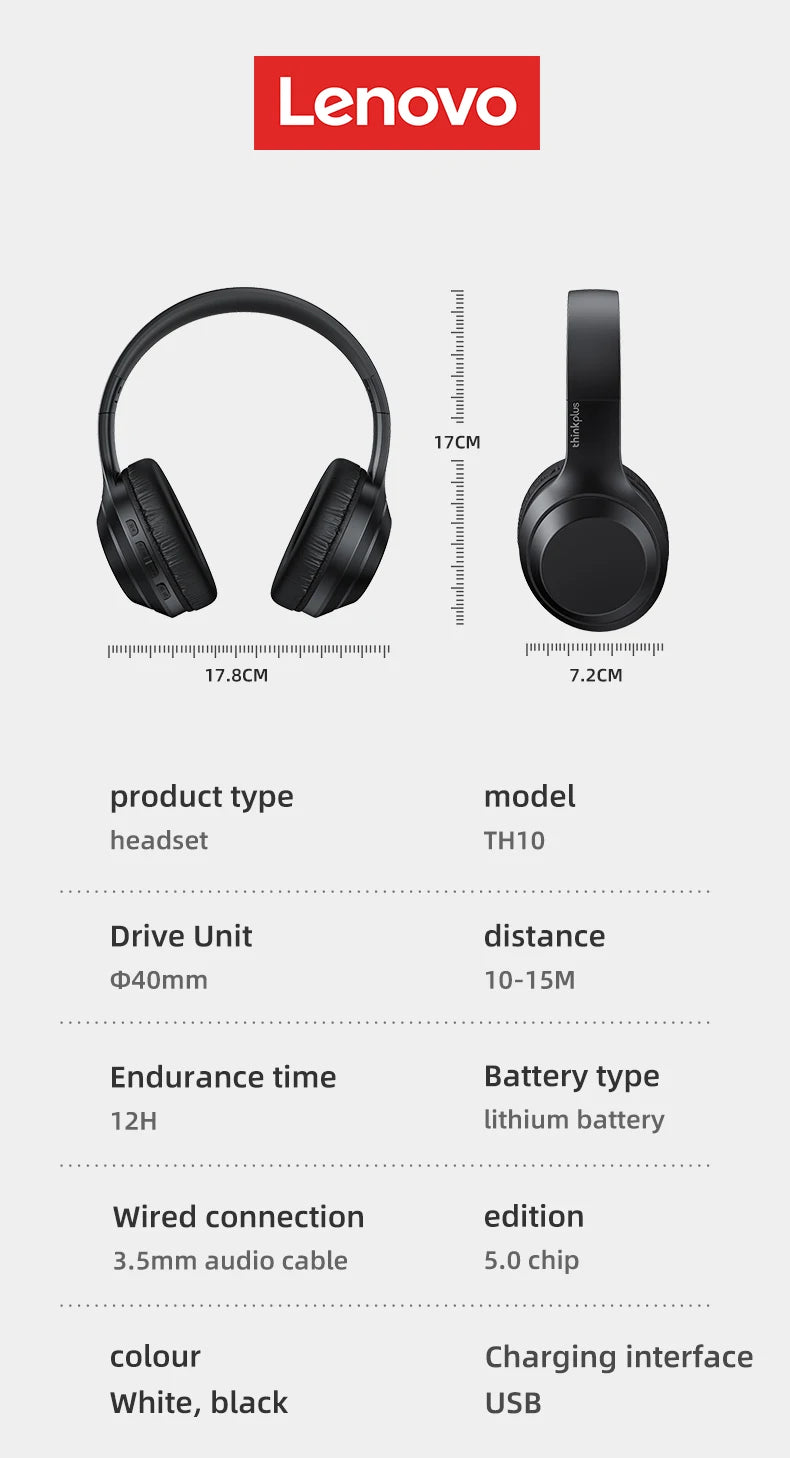 Lenovo Thinkplus TH10 TWS Stereo Headphones Bluetooth Earphones Music Headset with Mic for Mobile iPhone Samsung Android iOS