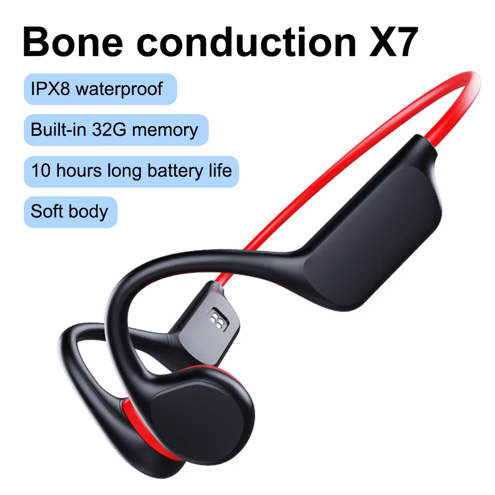 X7 Bone Conduction Headset – IPX8 Waterproof with 32GB Bluetooth Wireless MP3 Player