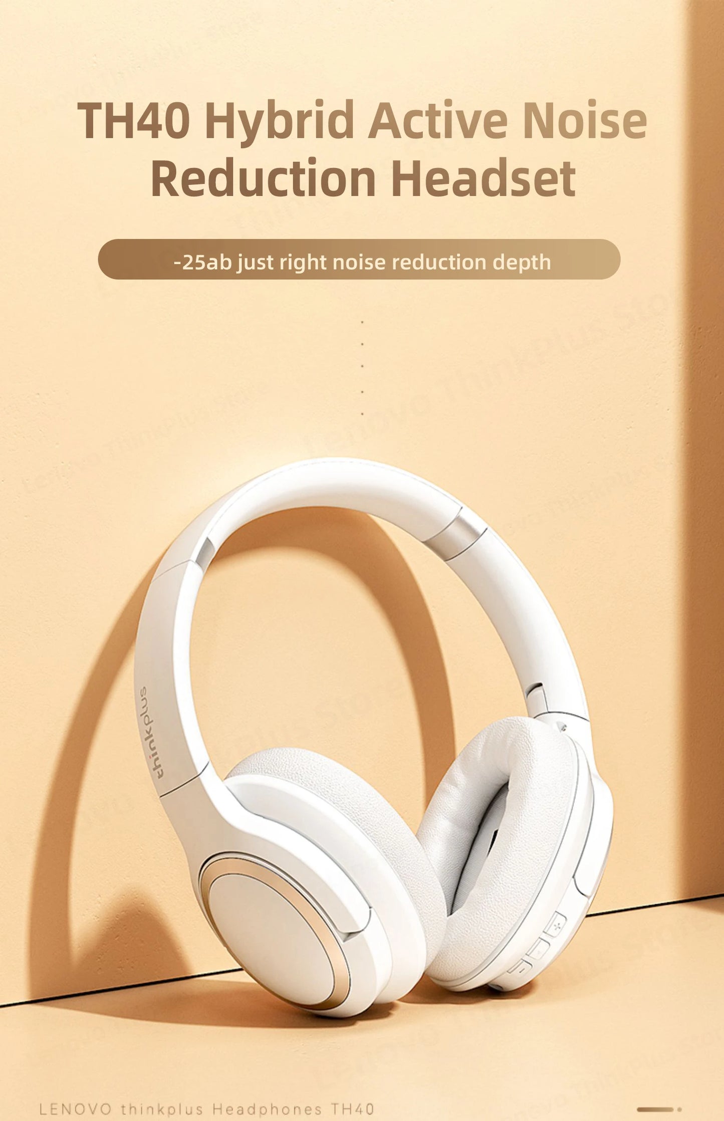 Choice Lenovo TH40 Headphones Stereo Wireless Bluetooth Earphones HIFI Sound Gaming Headset With Mic Sports Music Earphones