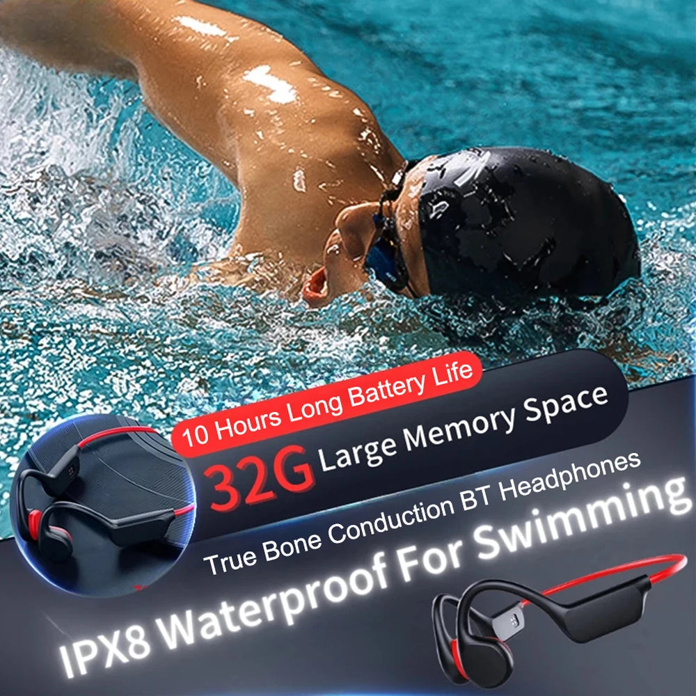 X7 Bone Conduction Headset – IPX8 Waterproof with 32GB Bluetooth Wireless MP3 Player