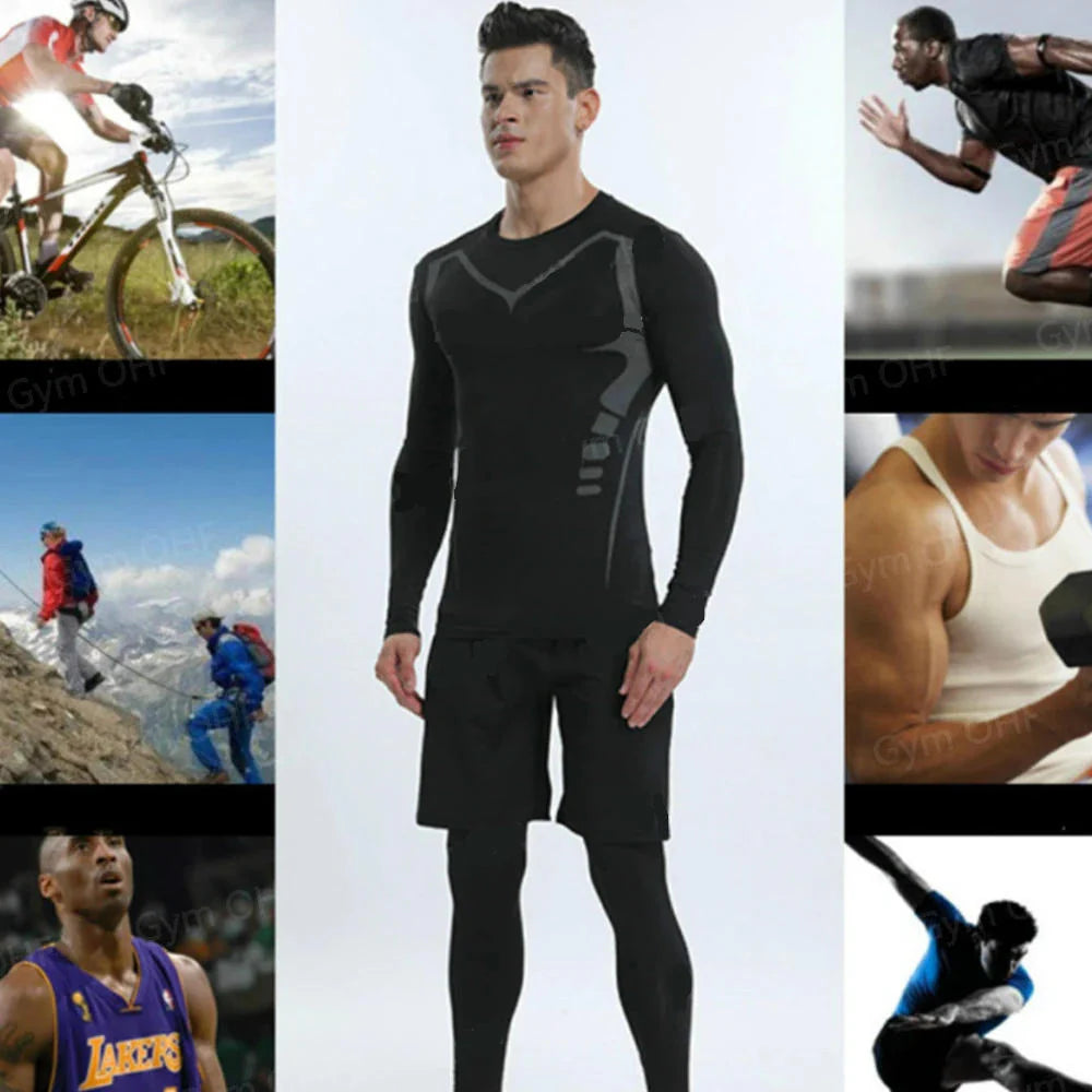 Men's Long Sleeve Compression Running T-Shirt - Dry Fit Gym & Fitness Sportswear